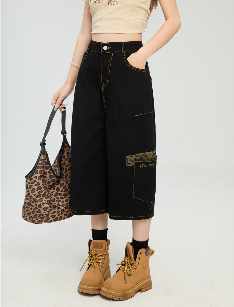Loose short jeans cropped pants for women