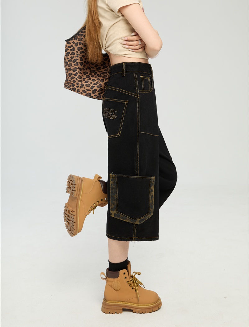 Loose short jeans cropped pants for women