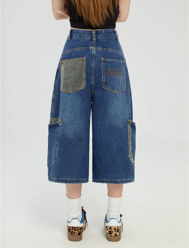 Loose short jeans cropped pants for women