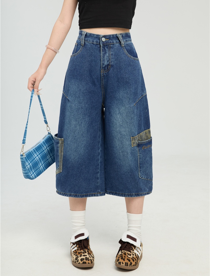 Loose short jeans cropped pants for women