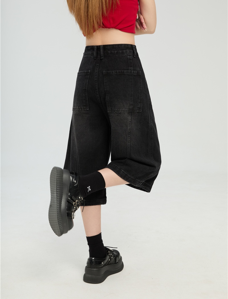 Five tenths five pants straight short jeans for women