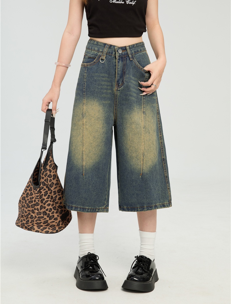 Five tenths five pants straight short jeans for women