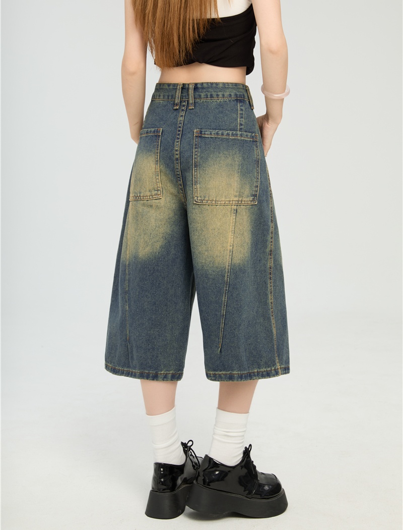 Five tenths five pants straight short jeans for women