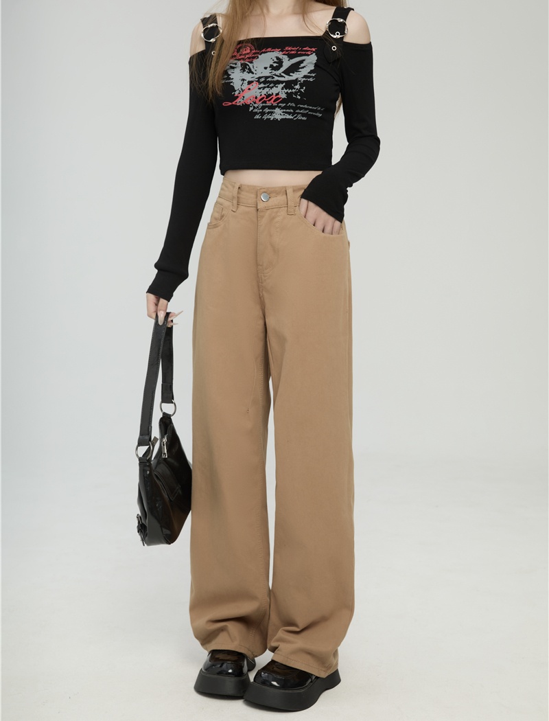 Loose jeans high waist long pants for women