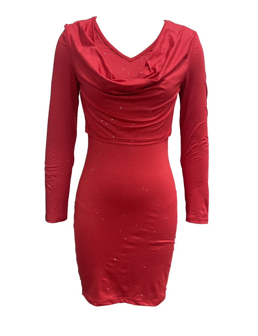 Pure elegant bronzing slim short V-neck package hip dress