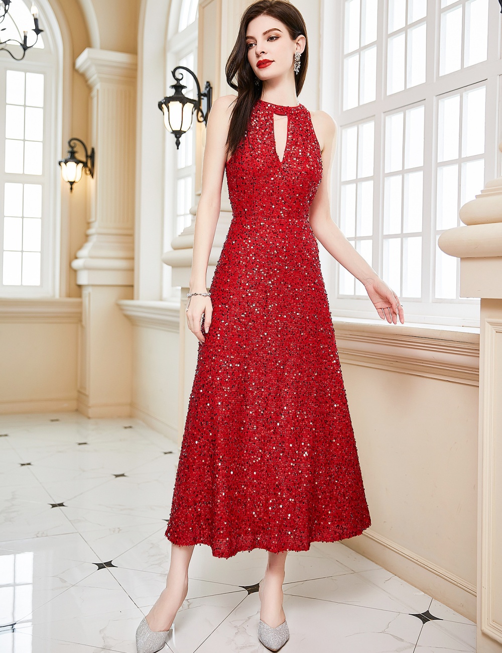 Slim pure dress European style formal dress