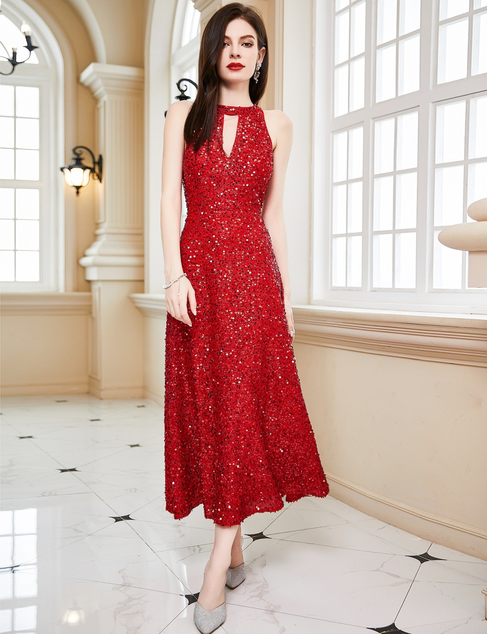 Slim pure dress European style formal dress