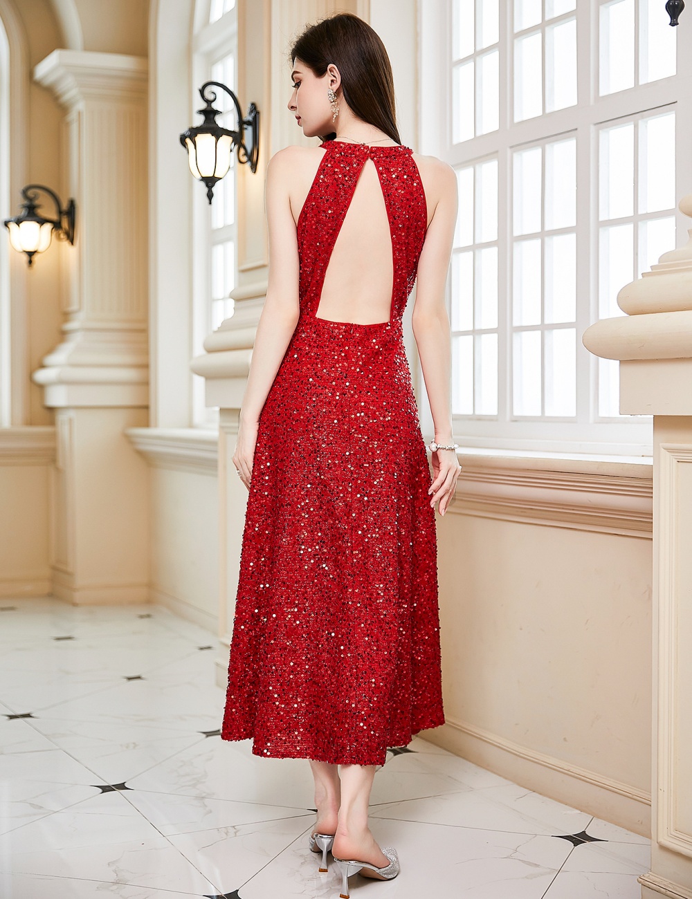 Slim pure dress European style formal dress