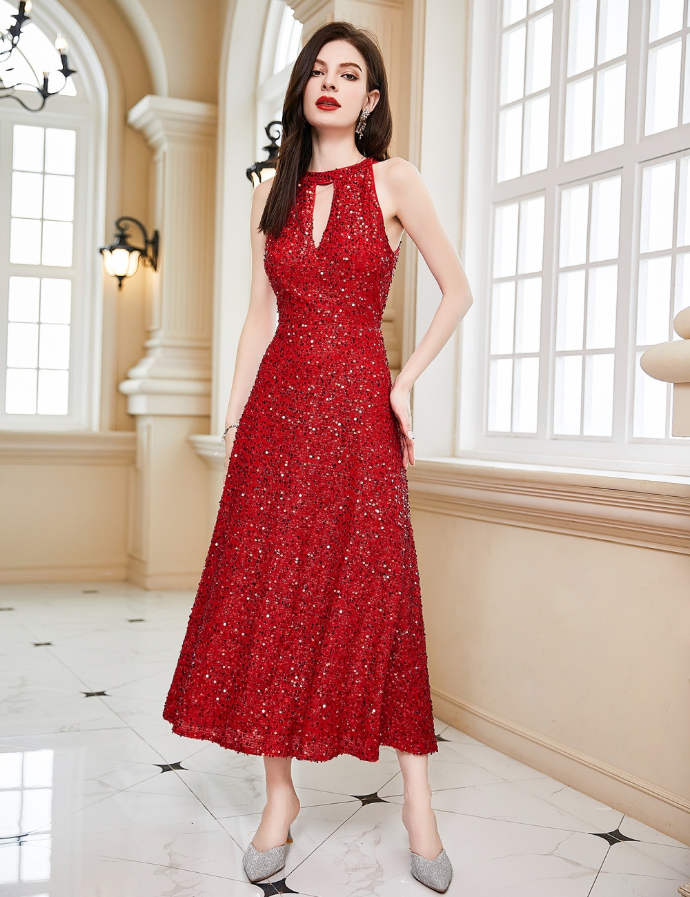 Slim pure dress European style formal dress