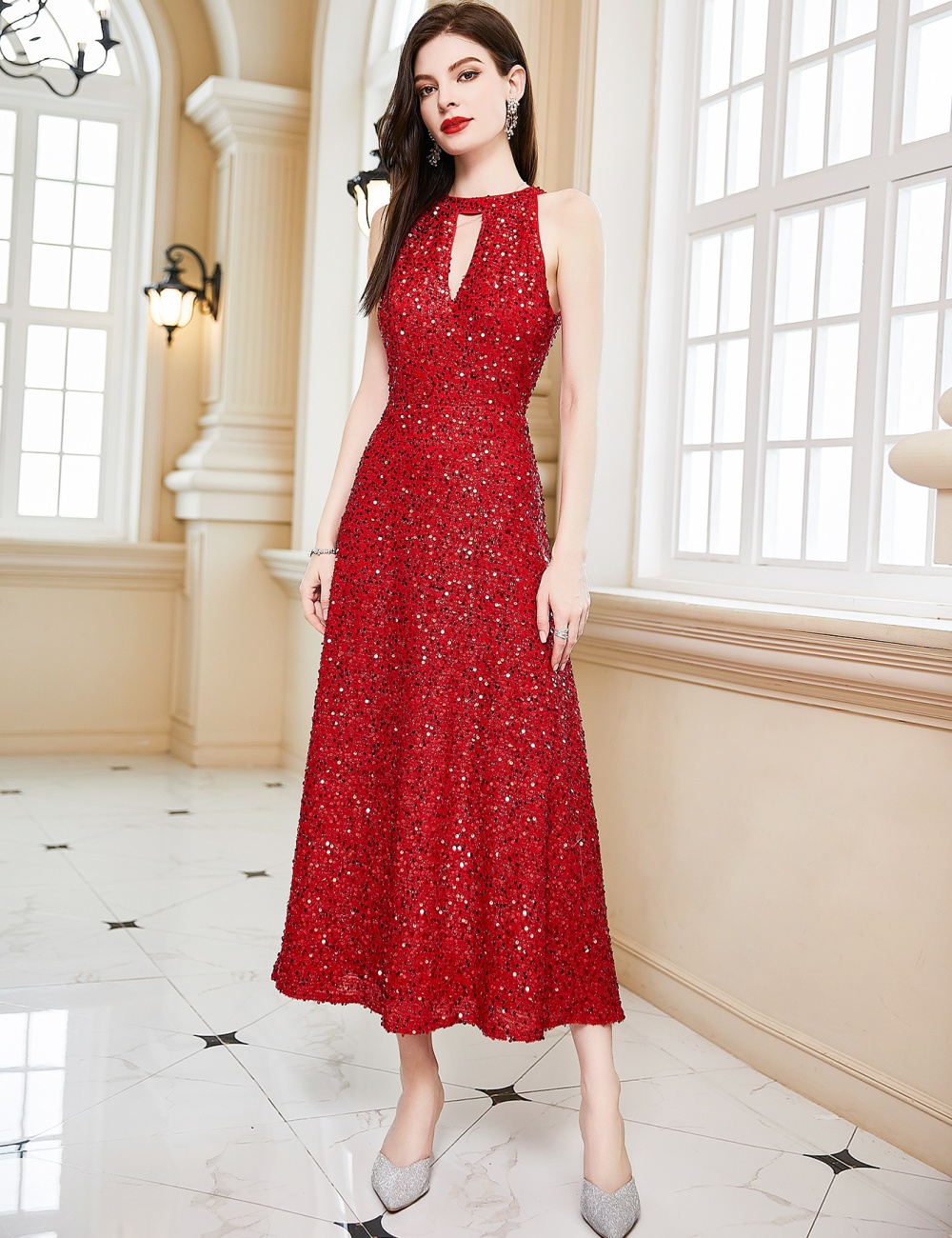 Slim pure dress European style formal dress