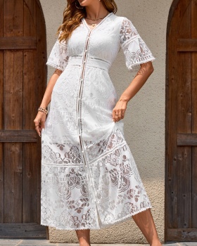 Pastoral style) slim pure lace European style dress