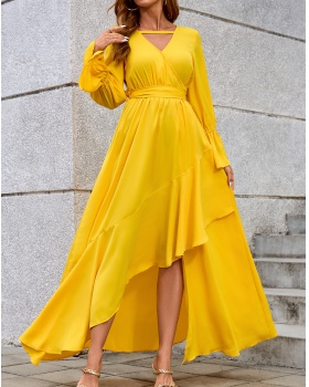 Long sleeve split dress temperament formal dress