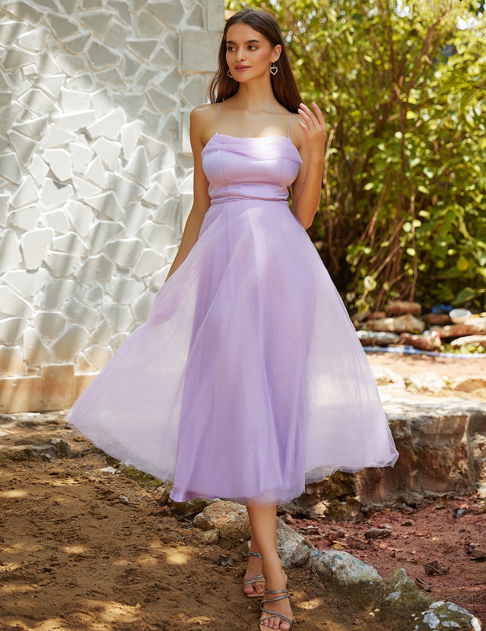 Slim sleeveless wrapped chest pure European style dress