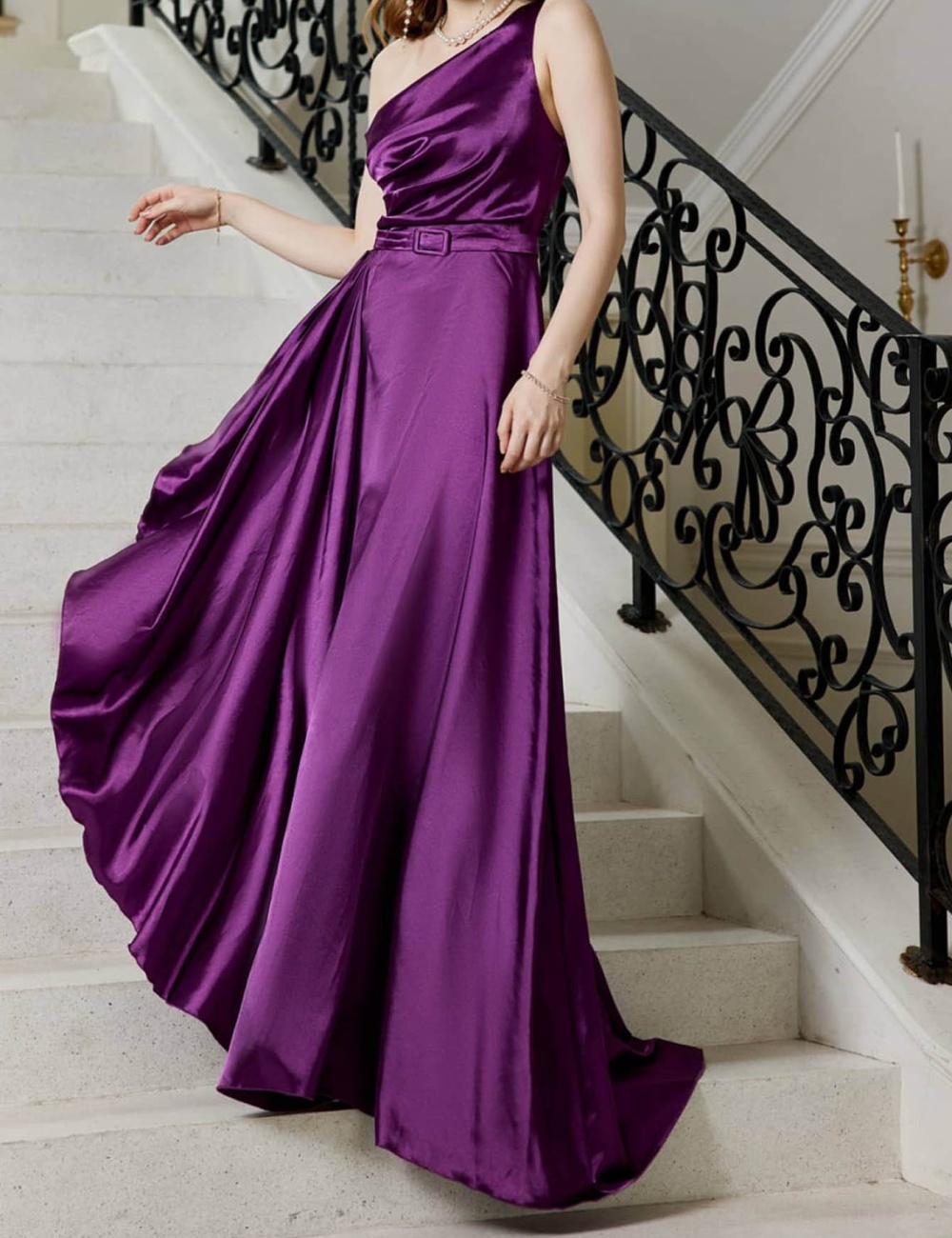 Shoulder prom long formal dress elegant slim dress