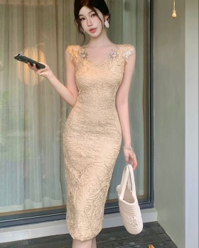 Summer sexy temperament lace slim rhinestone dress for women