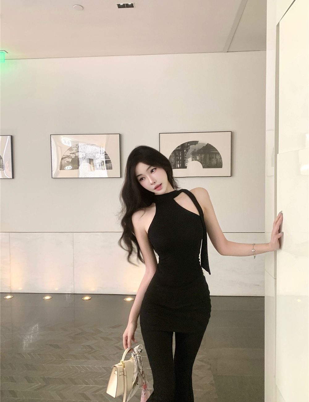 Halter sling long pants inside the ride short culottes