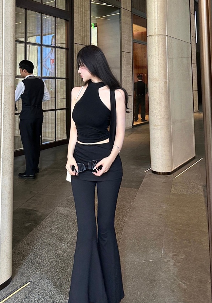 Halter sling long pants inside the ride short culottes