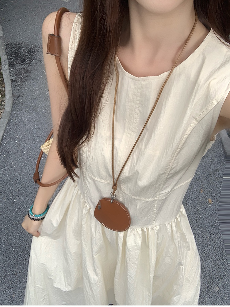 Seaside long slim pure retro sleeveless dress for women