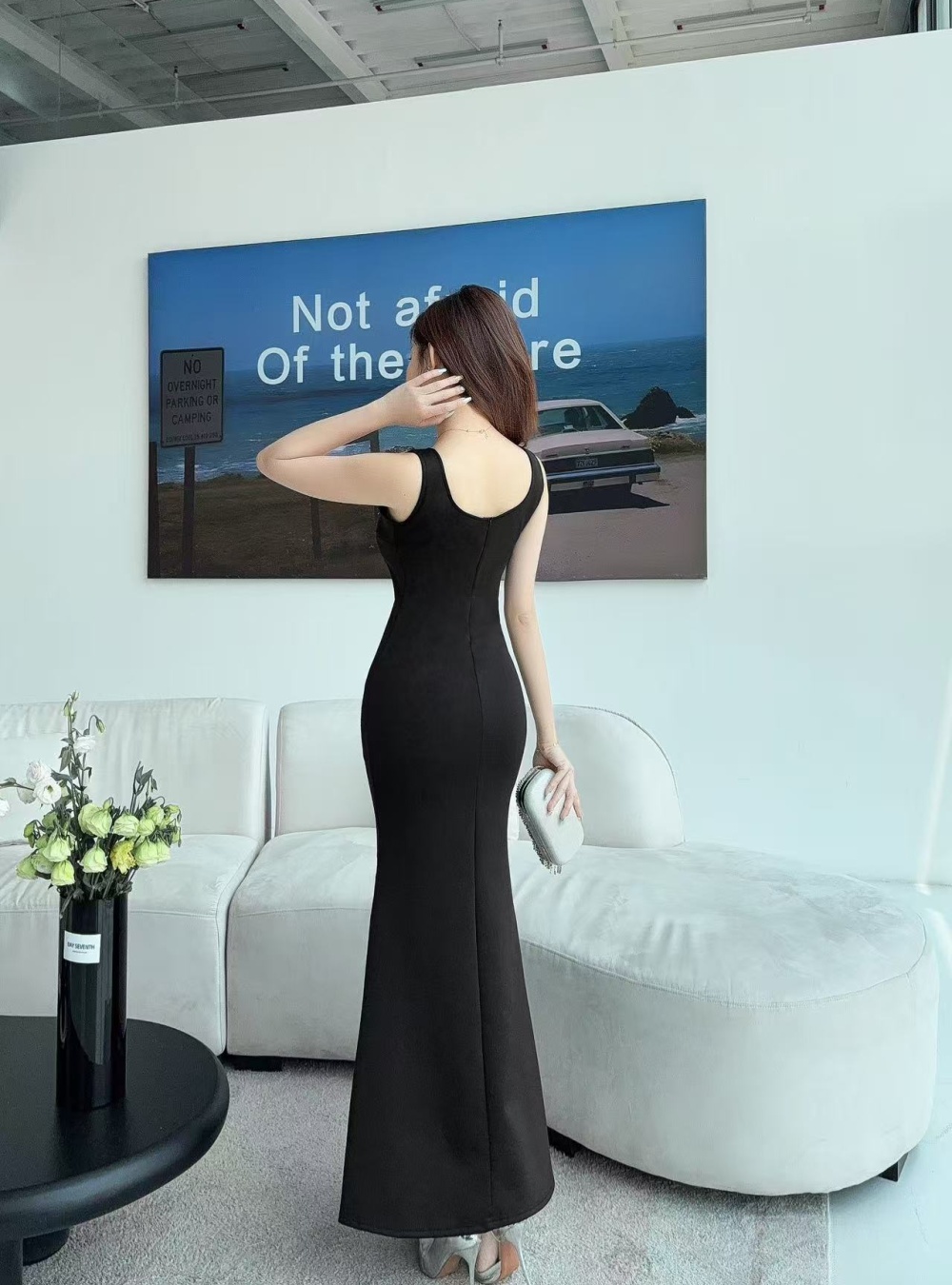 Sling embroidery long dress light luxury dress for women
