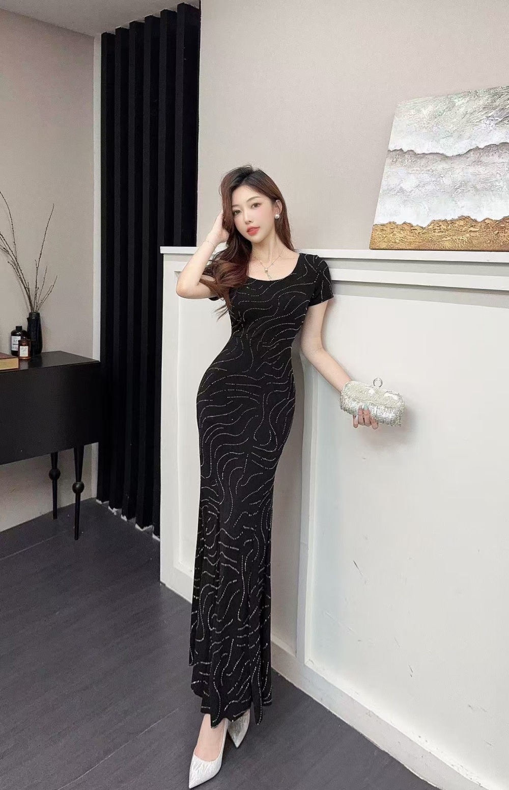 European style package hip niche sexy dress