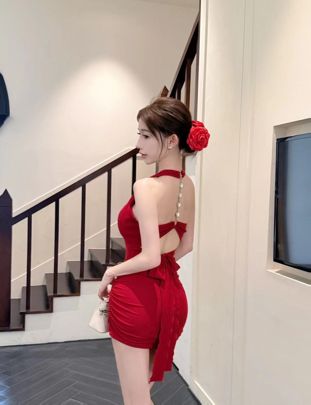 Slim sexy spicegirl enticement sling sleeveless dress