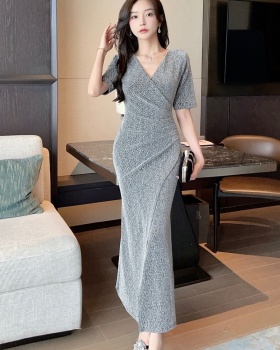 Temperament pinched waist long dress fashion dress