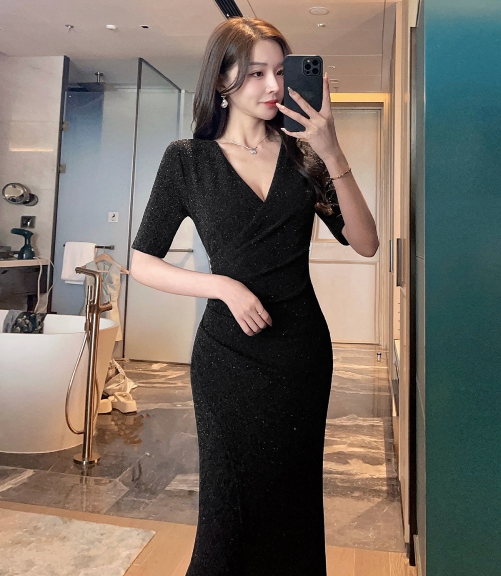 Temperament pinched waist long dress fashion dress