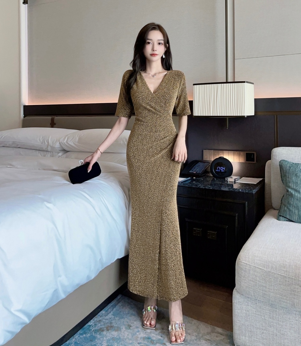 Temperament pinched waist long dress fashion dress