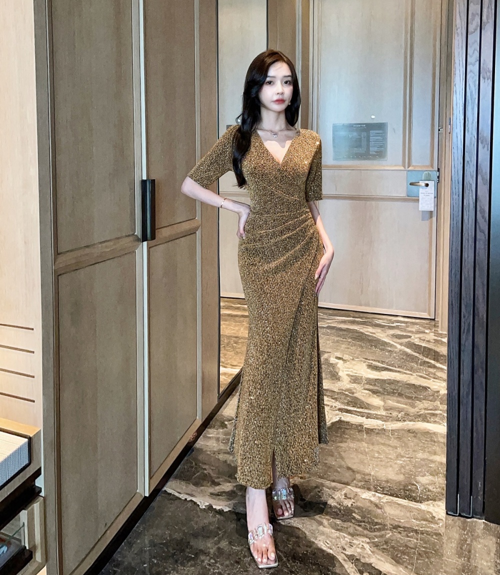 Temperament pinched waist long dress fashion dress