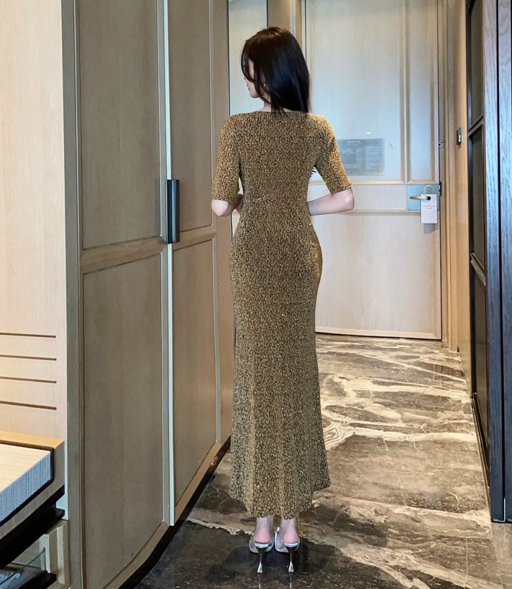 Temperament pinched waist long dress fashion dress