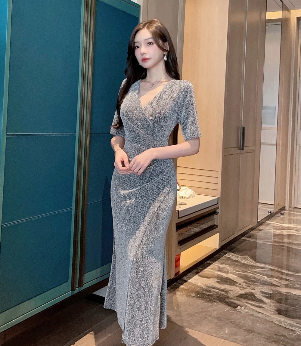 Temperament pinched waist long dress fashion dress