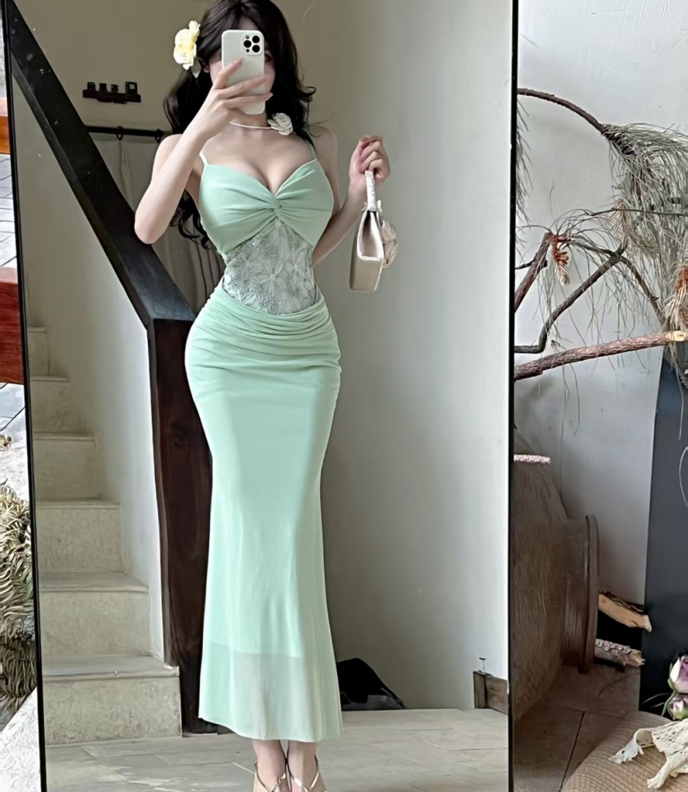 France style enticement long dress slim seaside dress