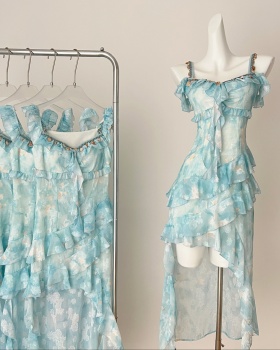 Slim sweet spicegirl refreshing summer floral dress