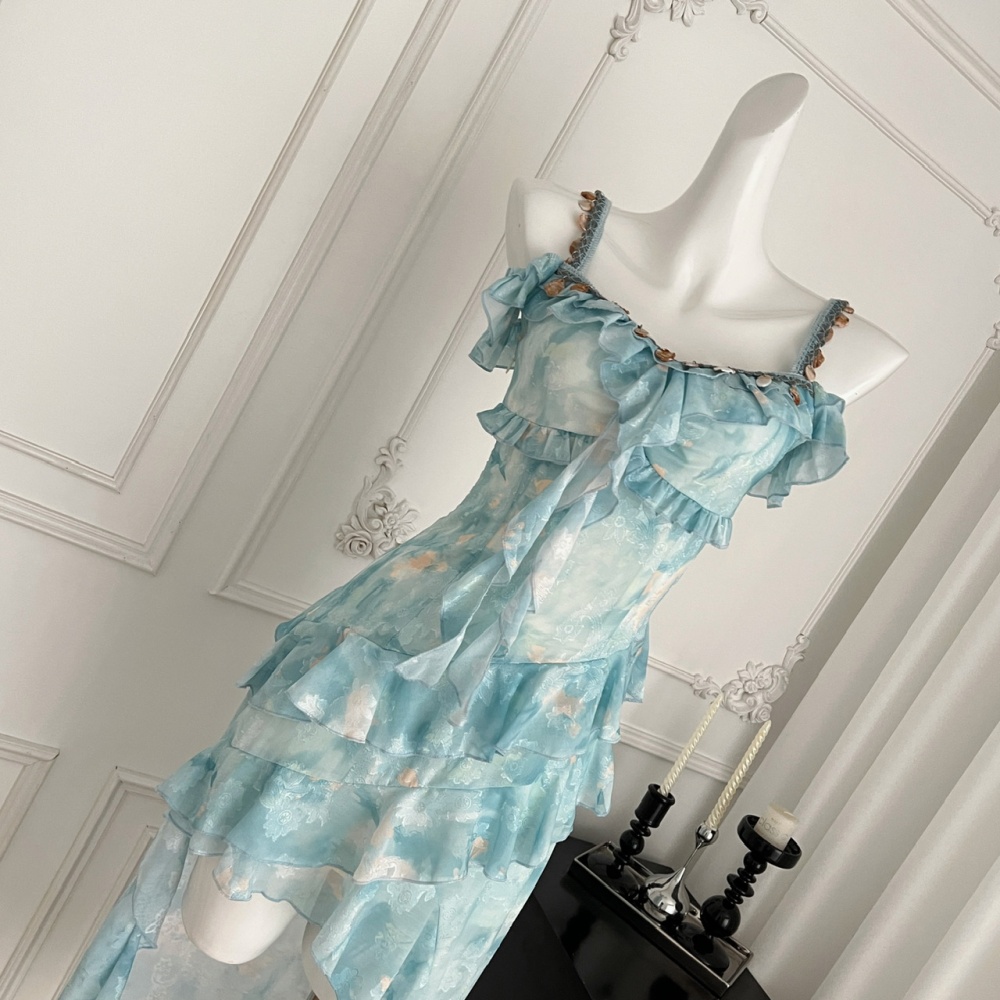 Slim sweet spicegirl refreshing summer floral dress