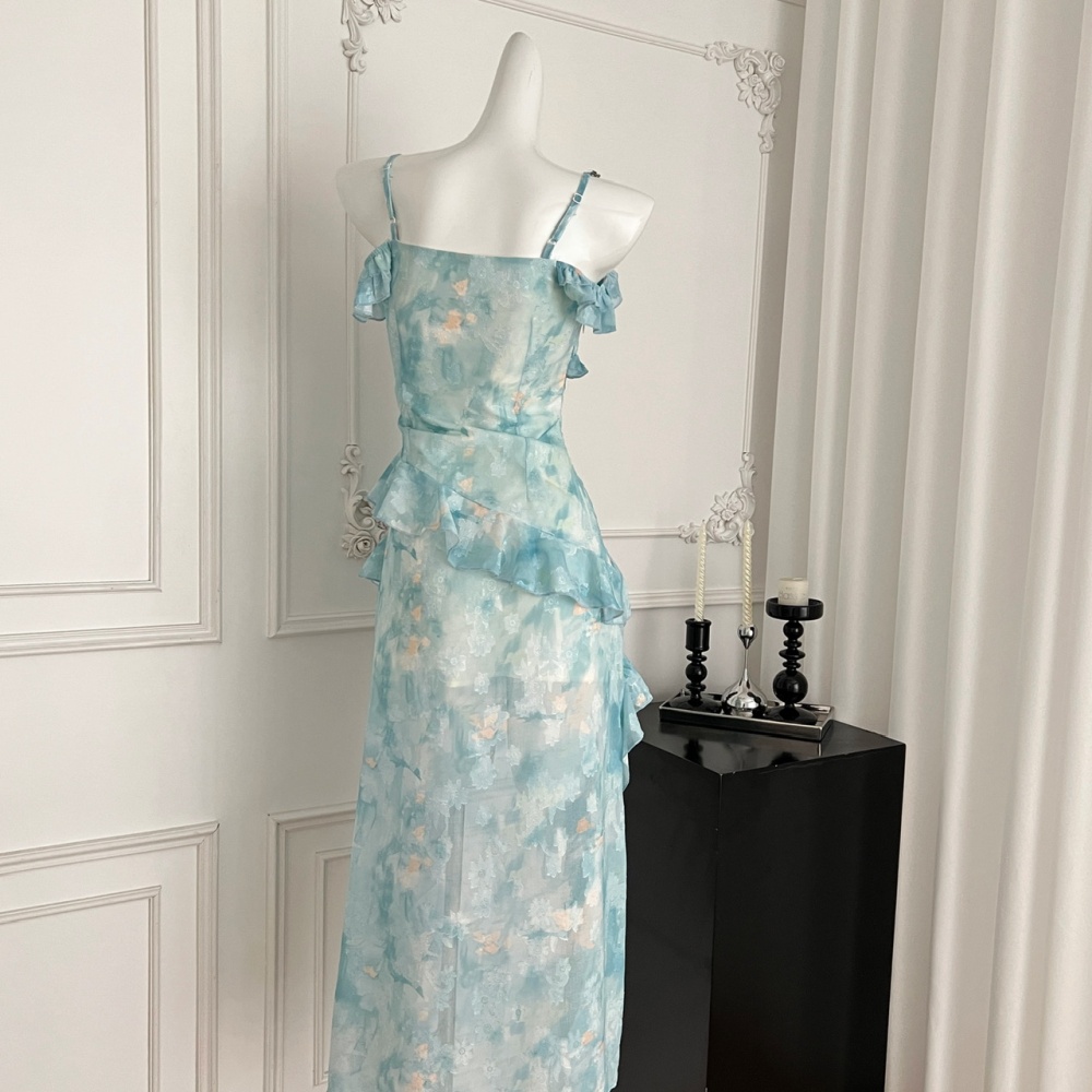 Slim sweet spicegirl refreshing summer floral dress