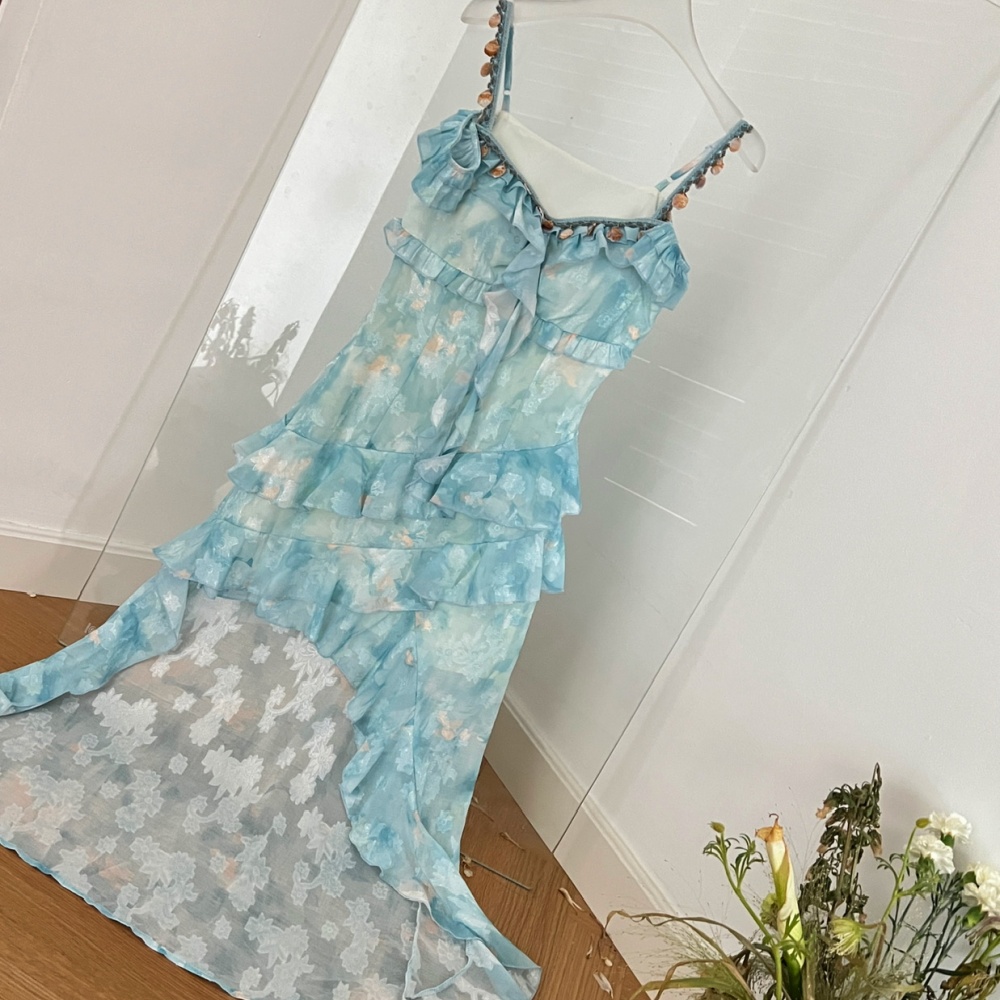 Slim sweet spicegirl refreshing summer floral dress