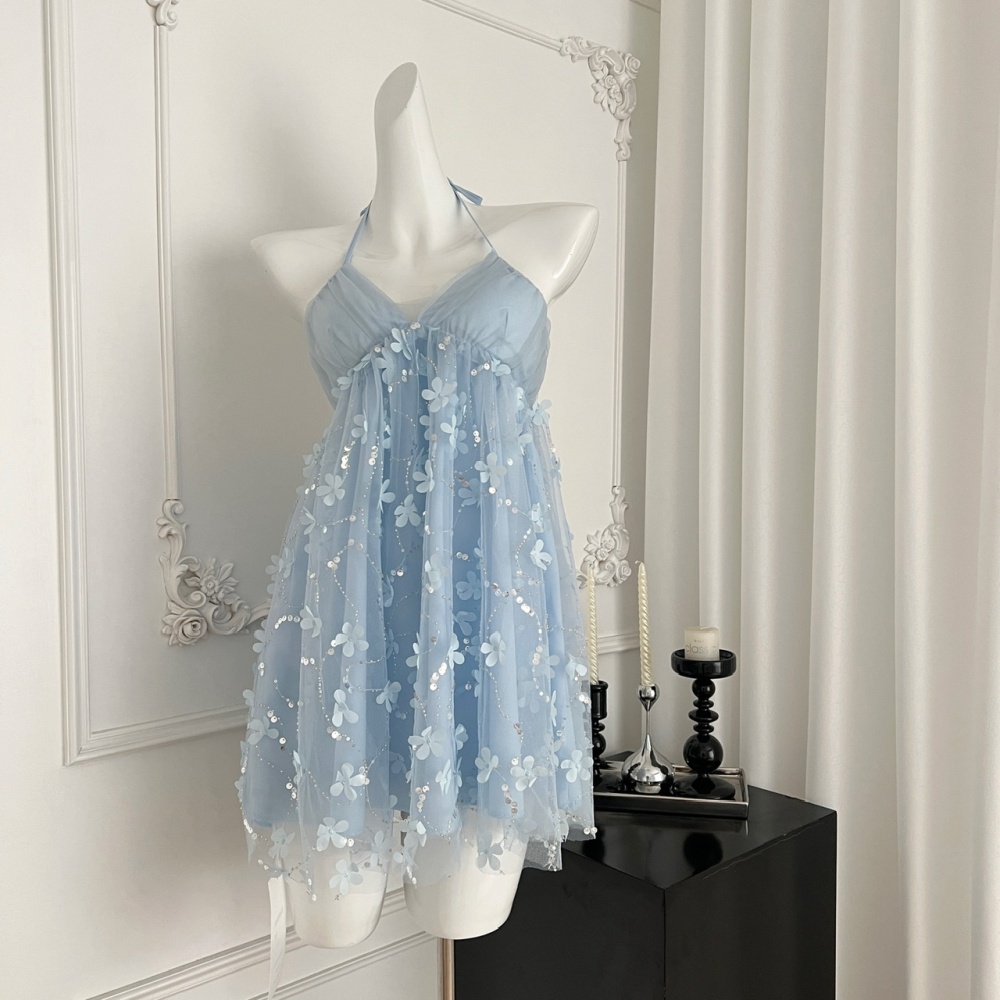 Stereoscopic vacation strap dress summer halter dress