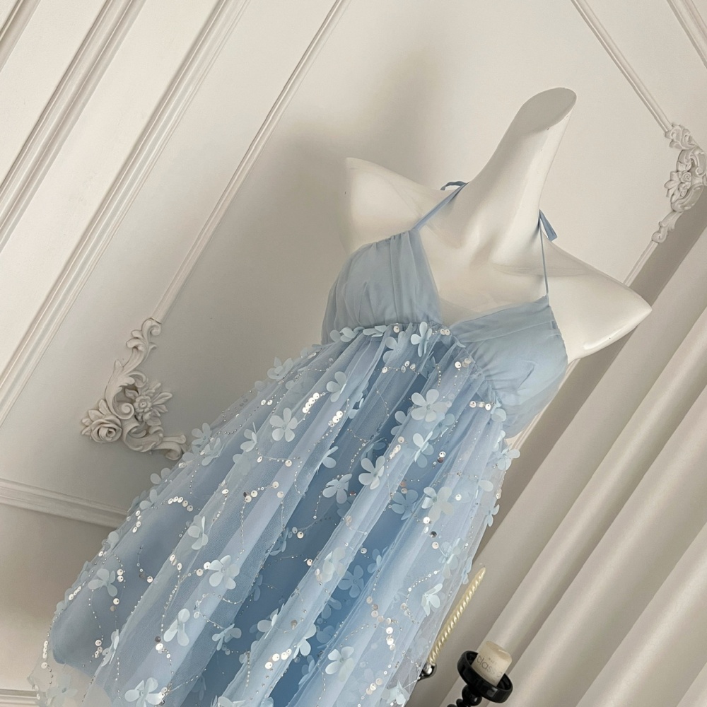 Stereoscopic vacation strap dress summer halter dress
