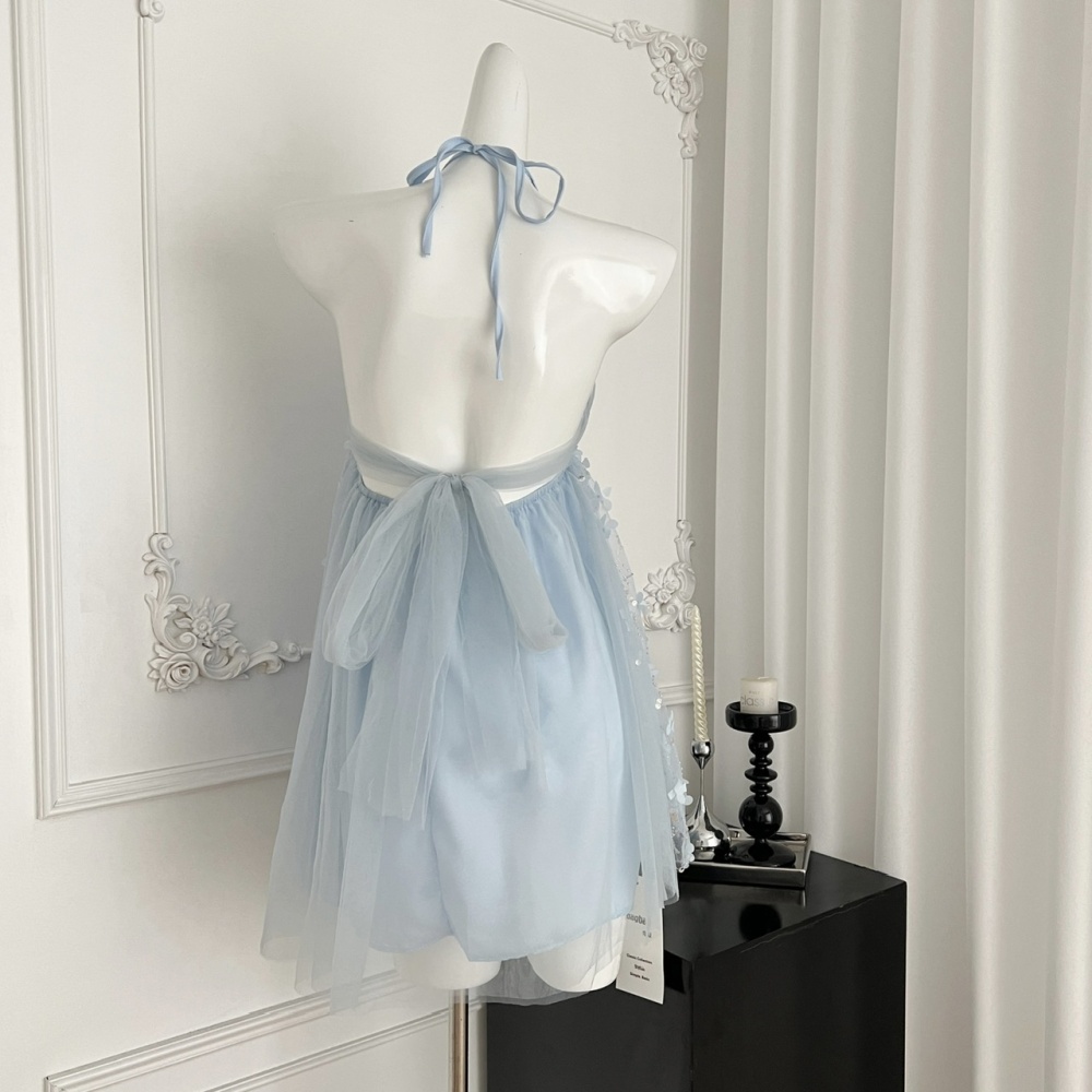 Stereoscopic vacation strap dress summer halter dress