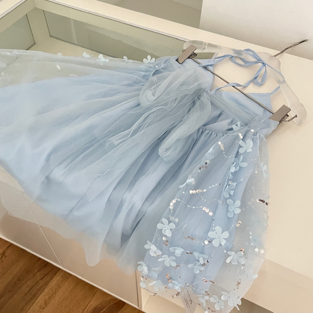 Stereoscopic vacation strap dress summer halter dress