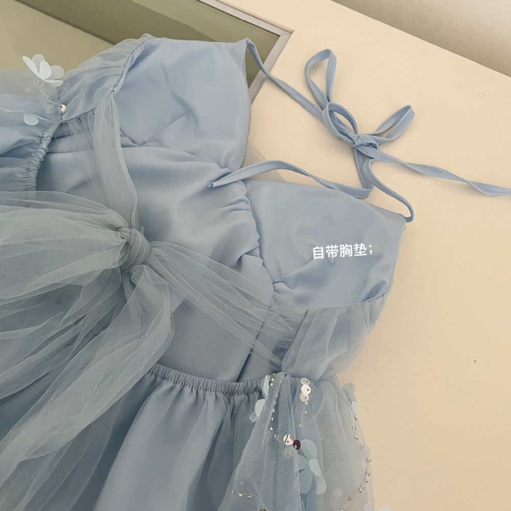 Stereoscopic vacation strap dress summer halter dress