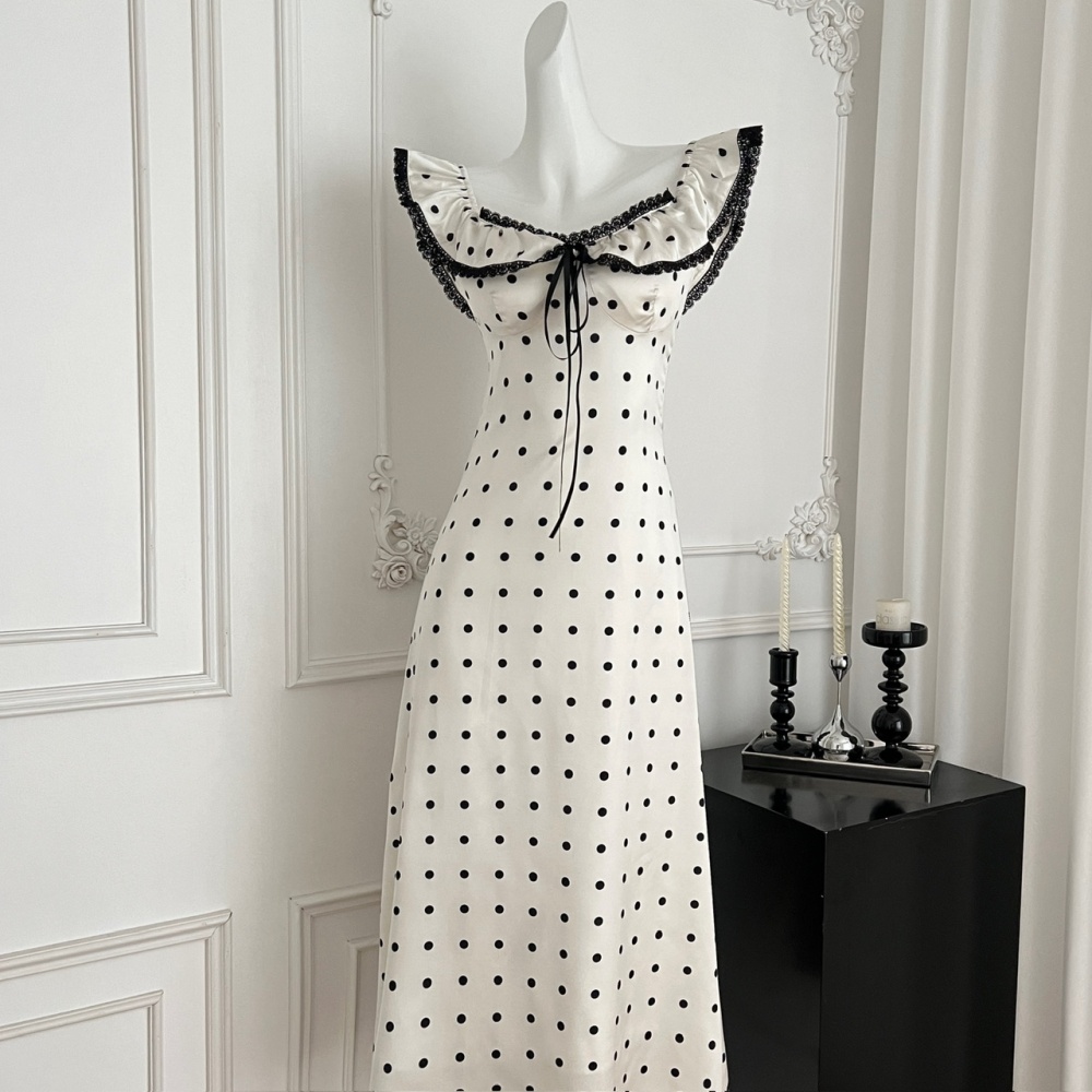 A-line Korean style lotus leaf edges fashion dress
