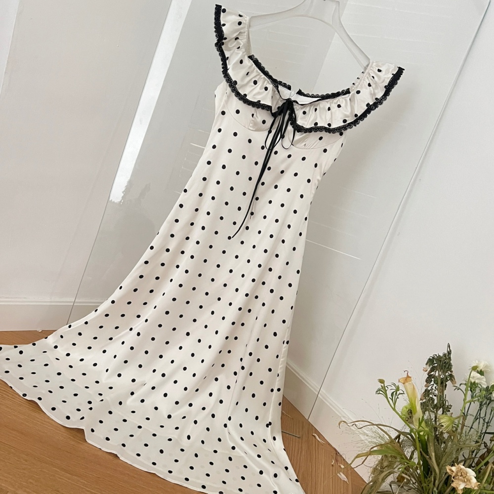 A-line Korean style lotus leaf edges fashion dress