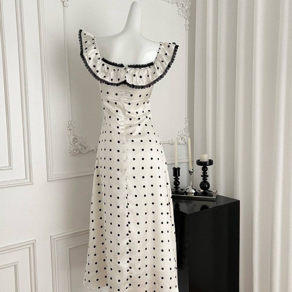 A-line Korean style lotus leaf edges fashion dress