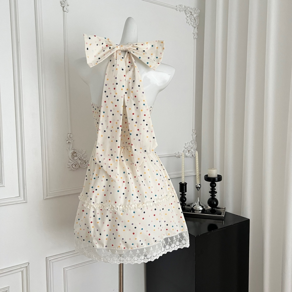 Retro sling summer slim polka dot dress for women
