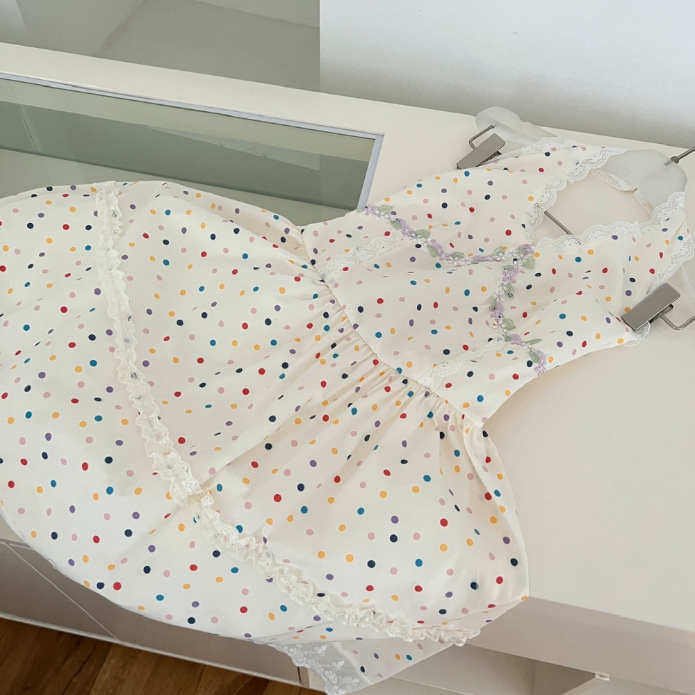 Retro sling summer slim polka dot dress for women