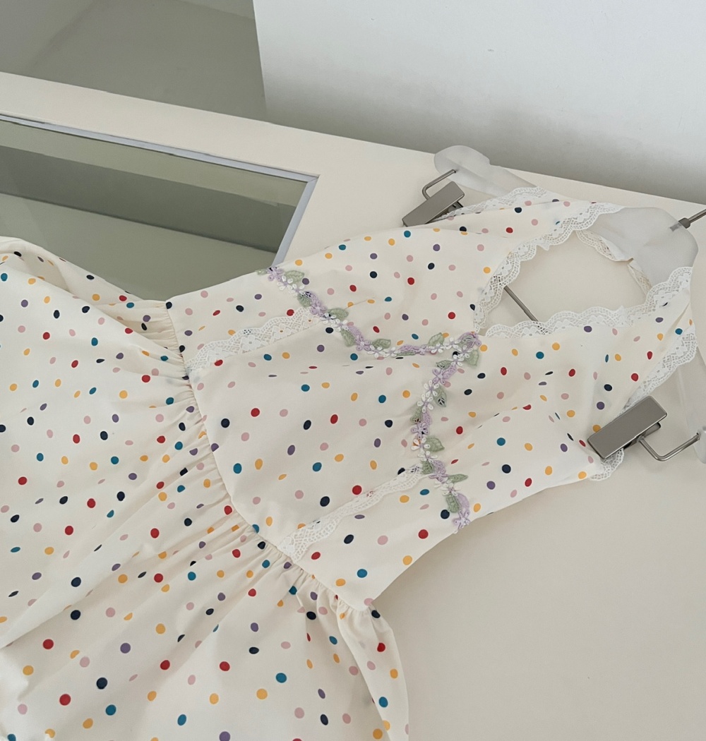 Retro sling summer slim polka dot dress for women