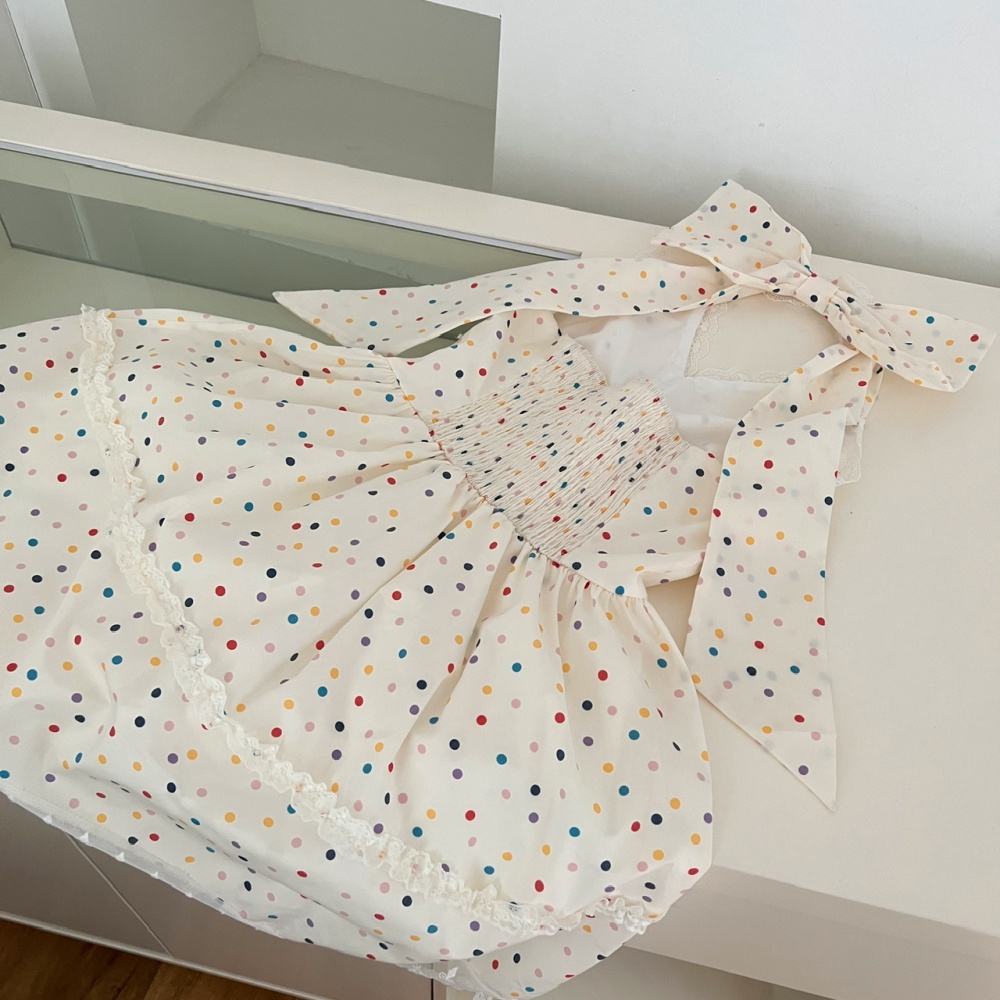 Retro sling summer slim polka dot dress for women