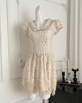 Doll collar stereoscopic clipping lace dress