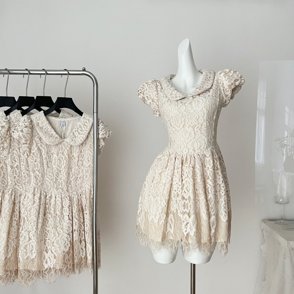 Doll collar stereoscopic clipping lace dress